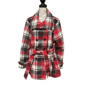 Victory, outfitters Buffalo RED PLAID PEACOAT JACKET WOMEN'S SIZE Large